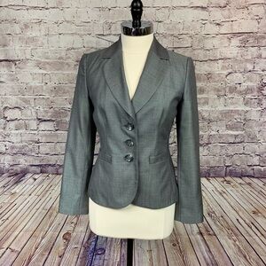 Ann Taylor Black Print Wool Silk Lined Blazer